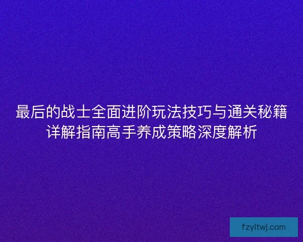 最后的战士全面进阶玩法技巧与通关秘籍详解指南高手养成策略深度解析